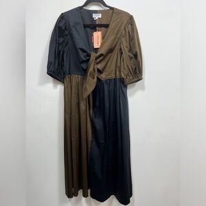 Crosby NWT size large woman’s black tie front dress midi mollie burch